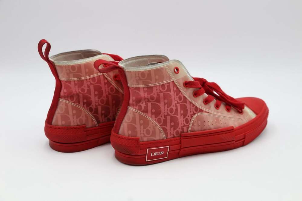 Dior B23 High Top Sneakers Size 40 Red Oblique